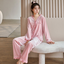 Small fragrant wind golden velvet pyjamas woman spring autumn winter 2021 new coral suede sweet and beautiful two suit home clothes