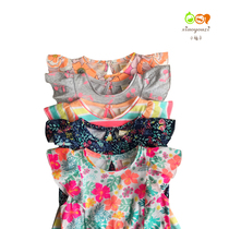 6 months-8 years old foreign trade Girl knitted cotton half sleeve dress female baby Summer flying sleeve flower color princess dress