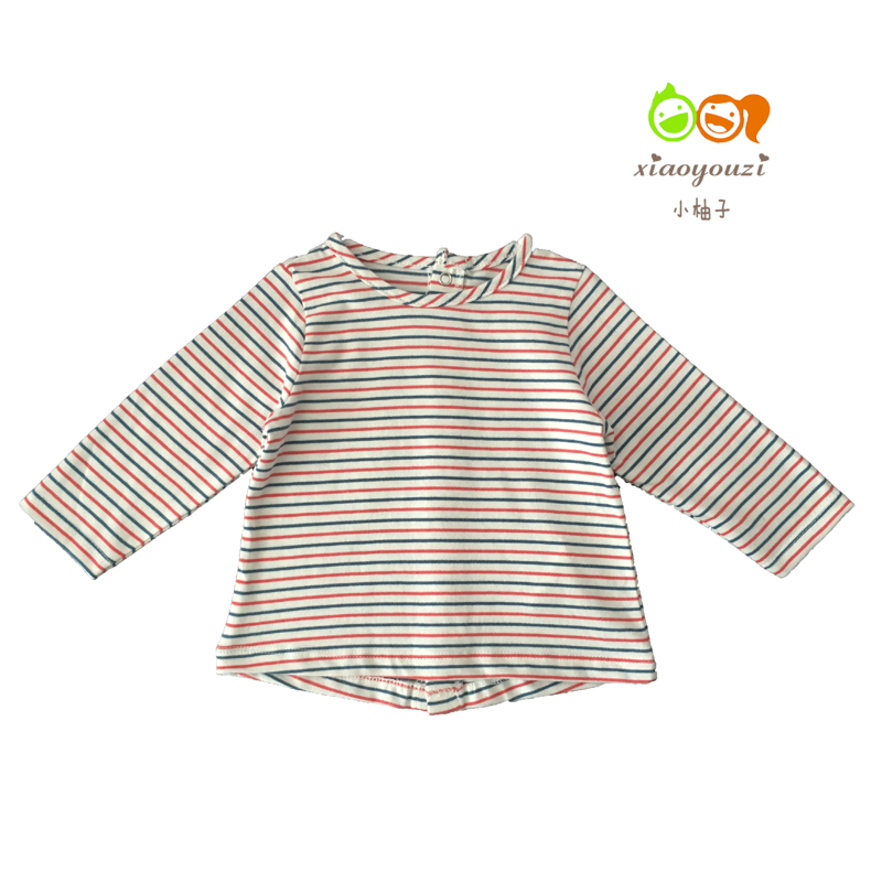 Foreign trade children's clothing girls cotton brushed long-sleeved T-shirt girl baby striped long-sleeved all-match tops with long-sleeved shirts