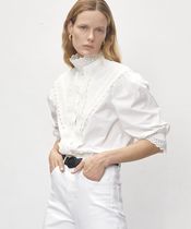 French local purchase Les Coyotes de Paris White lace cotton shirt long sleeve SAVI