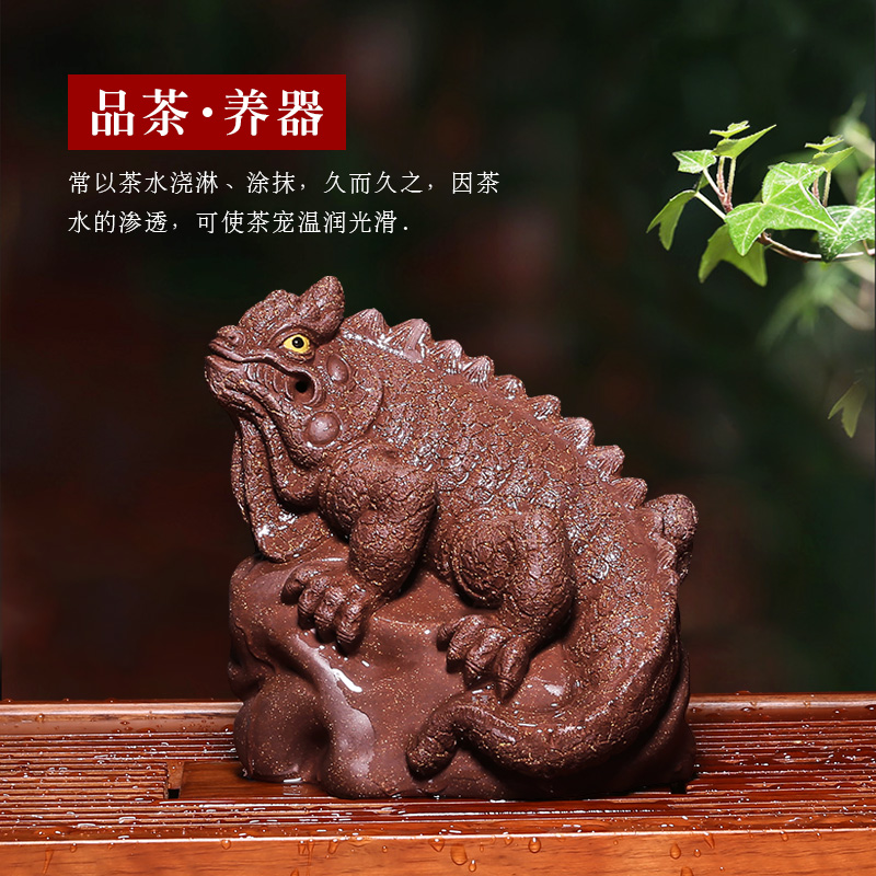 Mingyuan tea pot of run of mine ore manual spoil furnishing articles auspicious lizard purple sand tea to keep individuality creative play tea tea accessories