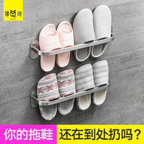 Bathroom trailer rack wall-mounted non-perforated toilet toilet 304 stainless steel door rear storage drain hanger