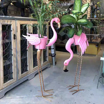 Outdoor flower box flower pot clearance Nordic Net red iron Flamingo decorative window large flower pot 2021 New