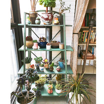 Balcony flower stand floor-standing American country retro display shelf shelf iron flower pot shelf fleshy storage flower stand