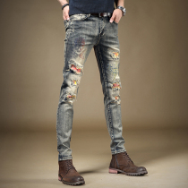 Boomer Jeans Man to Hip Hop Yuppie Wind Retro Made of Old Thrones Street Broken Pants Men Fall Beggar Pants