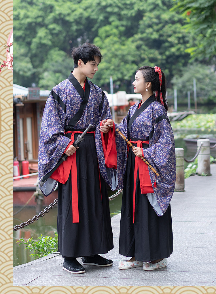 传统汉服男女装中国风印花交领齐腰襦裙晋制春秋季戏