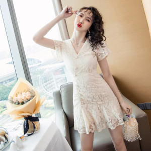 Japanese and Korean style new style lace waistband women’s dress