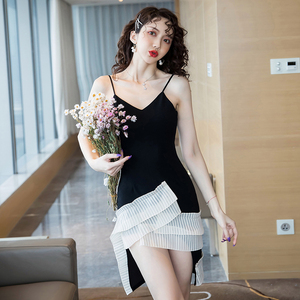 Japan and South Korea sexy new style suspender with irregular temperament show thin dress