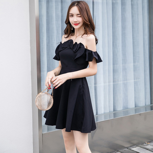 Fashionable summer new style flower black dress