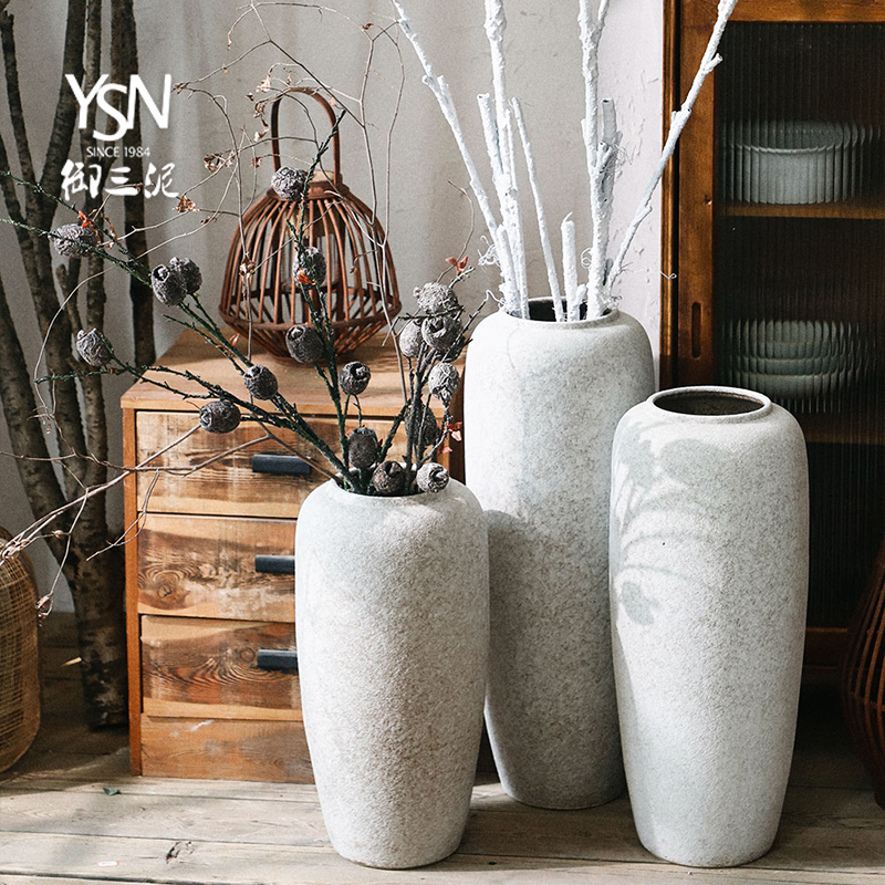 Royal three Nordic I and contracted, dry flower mud creative sitting room place vases, ceramic floor flower arranging flower POTS