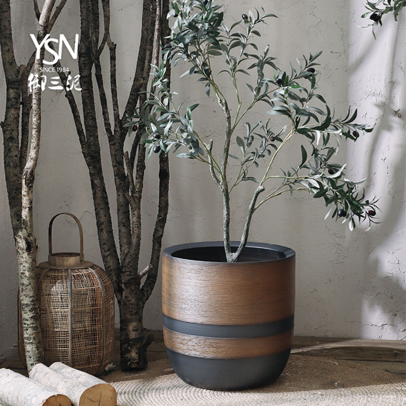 Royal three clay ceramic dark Nordic flowerpot ins wind green plant landscape garden is suing landscape flower bed in the living room