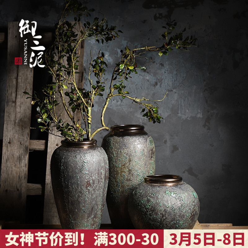 Jingdezhen coarse some ceramic pot pottery restoring ancient ways all over the sky star, dried flower vases, small pure and fresh and vase flower arranging furnishing articles sitting room