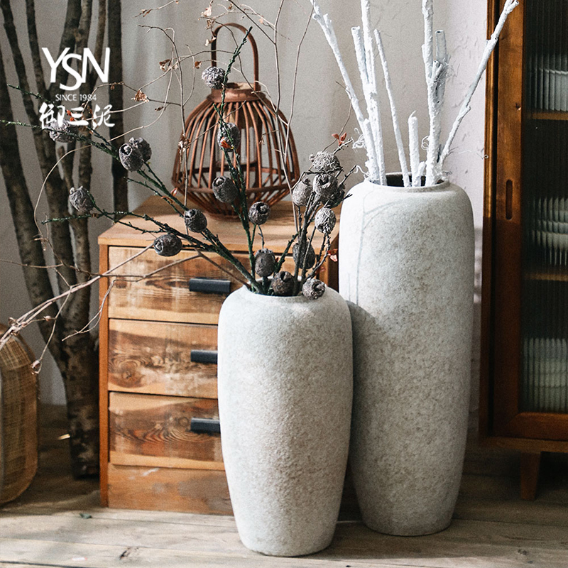 Royal three Nordic I and contracted, dry flower mud creative sitting room place vases, ceramic floor flower arranging flower POTS