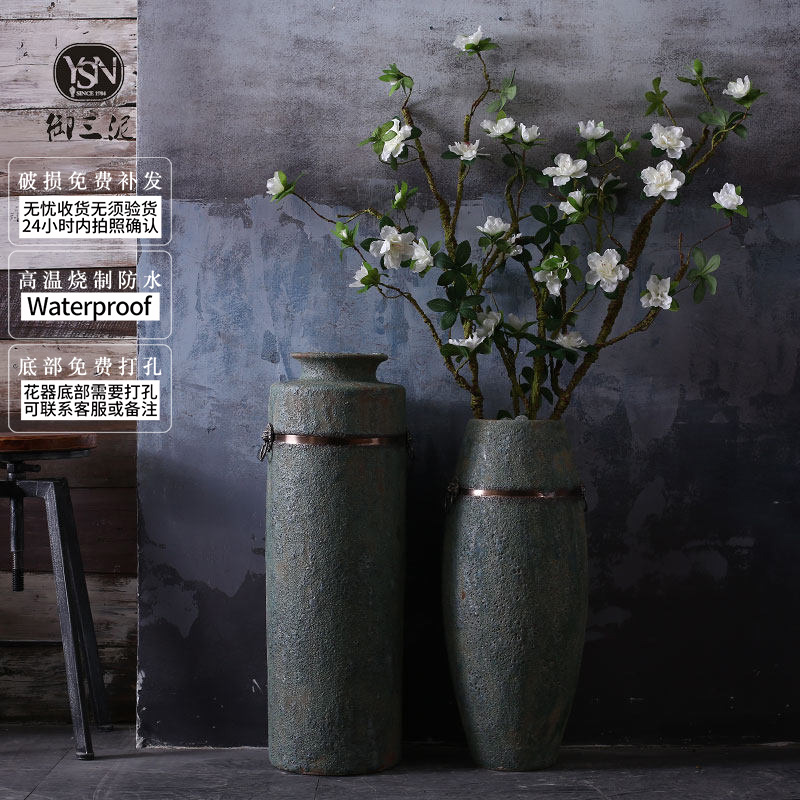 Restore ancient ways the ground vases, antique bronze, ceramic flower implement do old blue glaze Chinese wind furnishing articles drama props vase