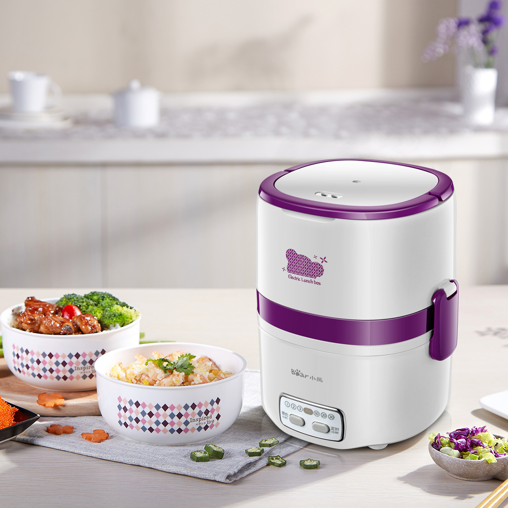 小熊电热饭盒双层陶瓷保温预约定时真空密封可插电加热蒸煮热饭器