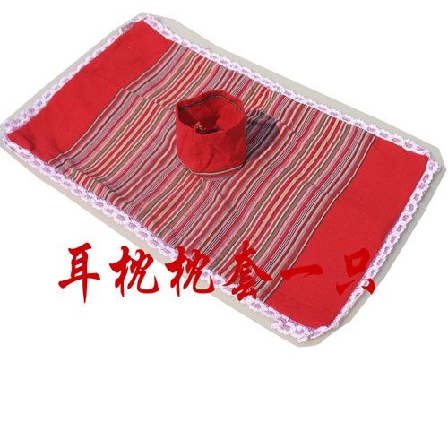 纯棉粗布耳枕 单孔护耳枕儿童防偏头全荞麦壳带孔枕头枕套包邮_7折