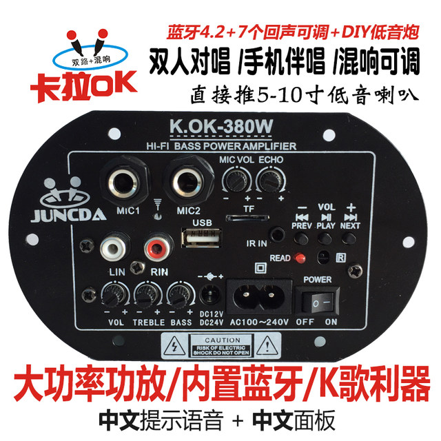 Subwoofer board dual microphone with Bluetooth 220V12V24V high power car onboard motor audio motherboard modified speaker accessories Subwoofer board dual microphone with Bluetooth 220V12V24V high power car onboard motor audio motherboard modified speaker accessories