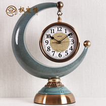 Fenglan love Crescent Crescent clock ornaments clock living room home fashion desktop creative clock Nordic silent table clock