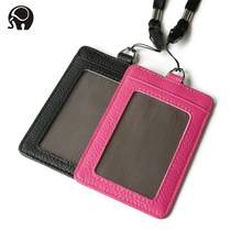 Small round elephant new bifacial transparent head layer Bull Leather sleeve Chest Card Factory Cards With Hanging Rope Work Certificate Doors Forbidden casings