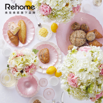 Meike Meijia rehome pink glass dinner plate snack plate creative dish combination set simple