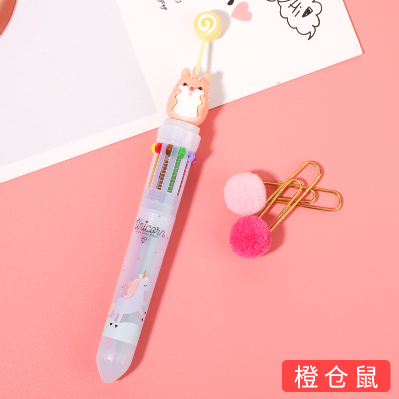 net red korean ten-color color ballpoint pen multi-color cute creative press girl multi-function student with 10-color pen