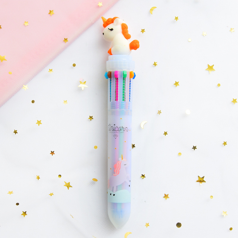 net red korean ten-color color ballpoint pen multi-color cute creative press girl multi-function student with 10-color pen