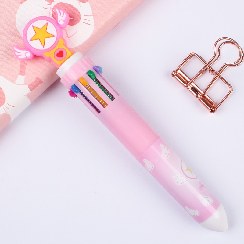 net red korean ten-color color ballpoint pen multi-color cute creative press girl multi-function student with 10-color pen