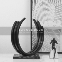 Simple light luxury black metal ring ornaments creative geometric decoration model room sales office display decoration