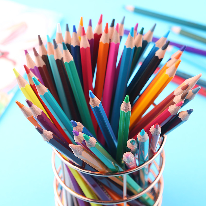 天猫50支桶装hb椴木铅笔学生文具炫彩铅笔