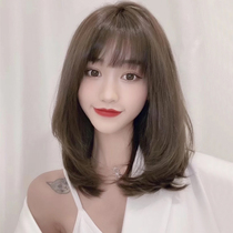 Wig Female long hair Full head cover type real hair Full true natural girl wig Female medium long short hair Clavicle hairstyle Female