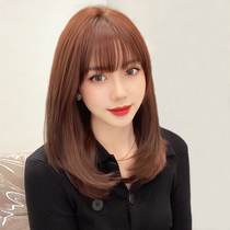 Wig Female long hair full head cover Real hair natural age reduction girl short hair Bobble fashion temperament wig set