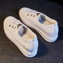 Shallow Mouth Little White Shoes Woman 2021 new shoes 100 hitch Heightening Genuine Leather Tourist Shoes Summer Thin breathable white shoes