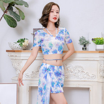 2022 New belly dance beginner modern Oriental Dance Dress Printed Wears Short Dress Dance Costume Woman