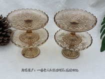 Old glass fruit disk old Shanghai high foot glass disc 4 together to sell melon candy disk use collection
