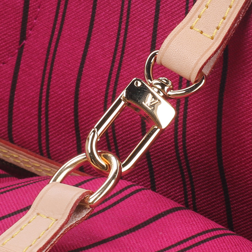 【99新】未使用 lv neverfull 中号 老花内拼牡丹粉手袋