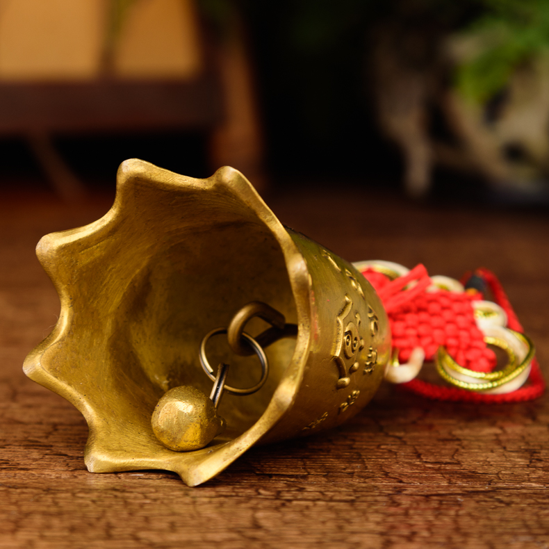 铜铃铛挂件纯铜风铃挂饰八角铜钟门饰八卦铜铃家居工艺品