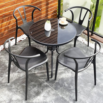 Outdoor table and chair courtyard garden terrace balcony small table and chair outdoor leisure milk tea coffee shop simple iron table and chair