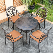 Outdoor table and chair Villa courtyard garden leisure wrought iron table and chair outdoor outdoor terrace European cast aluminum table and chair