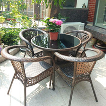 Outdoor table and chair courtyard villa garden milk tea coffee shop outdoor woven Vine balcony rattan chair three-piece terrace table and chair