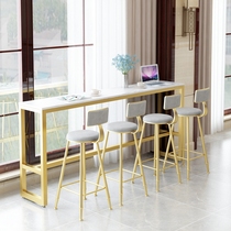 Marble Bar Table Iron Art Home Minimalist Milk Tea Shop Guest Hall Partition Close By Wall Bar High Foot Table And Chairs Combined Set