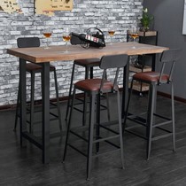 Nordic solid wood doing old bar table top table by wall Home table and chairs Café Milk Tea Shop Bar High Footstool Combination