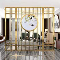 Customized stainless steel carved new Chinese living room hollow simple partition wall light luxury metal landscape painting decorative screen
