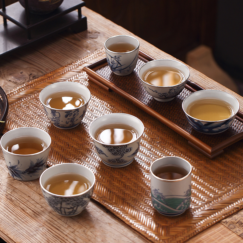 Morning high jingdezhen blue and white hand sample tea cup "cloud masters cup silver serging individual cup single CPU kung fu tea cups