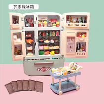 Childrens play house kitchen set large simulation refrigerator toys boys and girls 3-6 years old 5 puzzle birthday gift