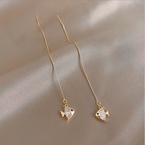 Small Jane full of light luxury texture exquisite goldfish earrings long tassel earrings female simple earrings
