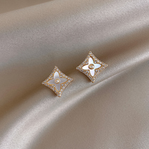 A D Hepburn four leaf clover diamond earrings female 2021 New Tide earrings fashion temperament small net red