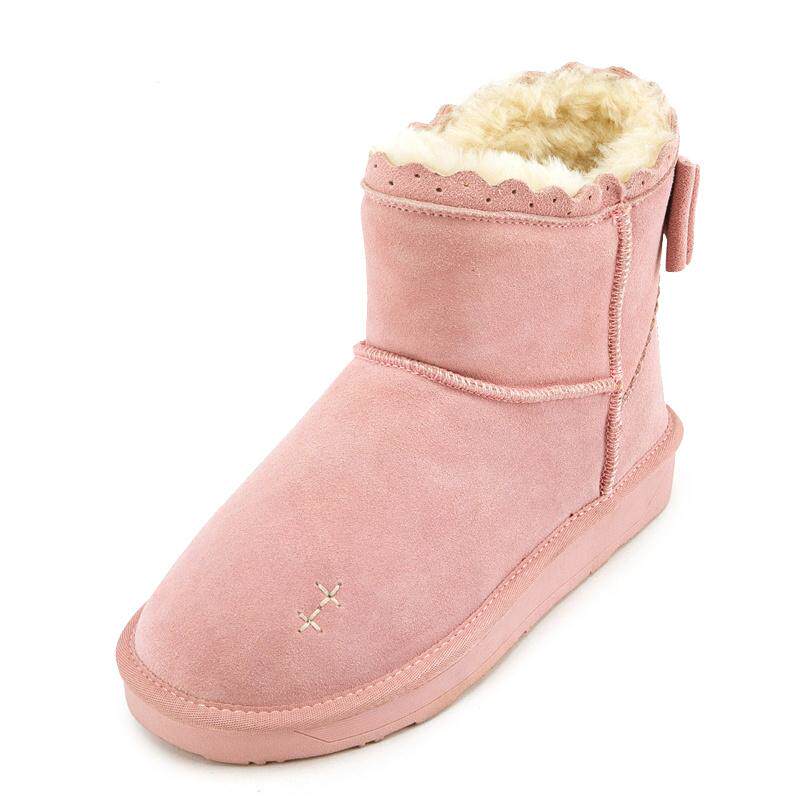 grace gift雪地靴女短筒靴秋冬季蝴蝶结雪地
