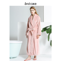 andcake thickened female nightgown Female winter coral velvet bathrobe extended plus velvet flannel spring and autumn and winter pajamas