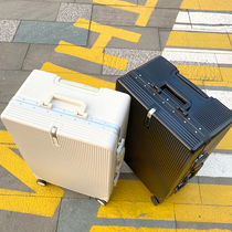 Net Red Silent High Face Value Aluminum Frame Suitcase Schoolgirl Sturdy Durable Universal Wheel Pull Rod Travel Leather Suitcase Son