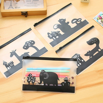 Creative storage bag cartoon pen bag frosted black and white zippered bag plastic file bag stationery bag sundries storage